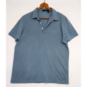 Theory Mens Polo Shirt Blue Size M Cotton Blend Short Sleeve Preppy Casual